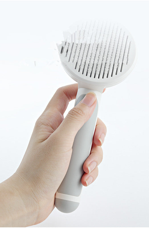 Self-Cleaning Pet Grooming Comb – Round Handle Hair Remover for Dogs & Cats