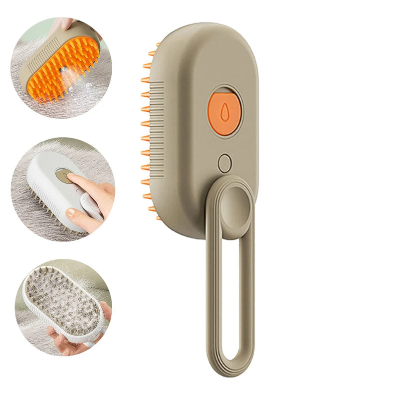 3-in-1 Steam Pet Grooming Brush – Electric Hair Removal & Massage Tool for Dogs & Cats