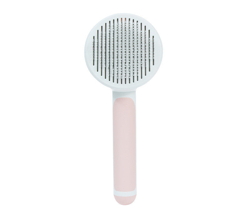 Self-Cleaning Pet Grooming Comb – Round Handle Hair Remover for Dogs & Cats