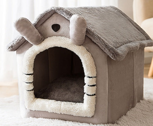 Foldable Warm Pet House – Soft Winter Bed for Small Dogs & Cats
