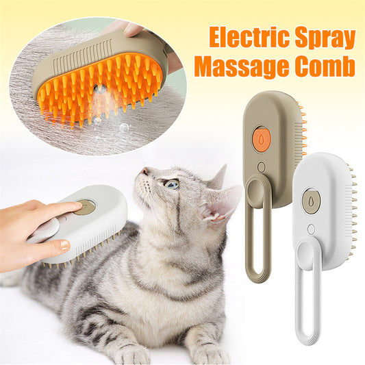 3-in-1 Steam Pet Grooming Brush – Electric Hair Removal & Massage Tool for Dogs & Cats