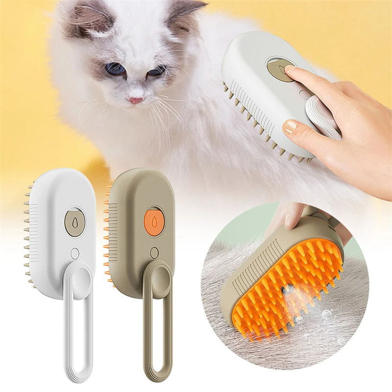 3-in-1 Steam Pet Grooming Brush – Electric Hair Removal & Massage Tool for Dogs & Cats