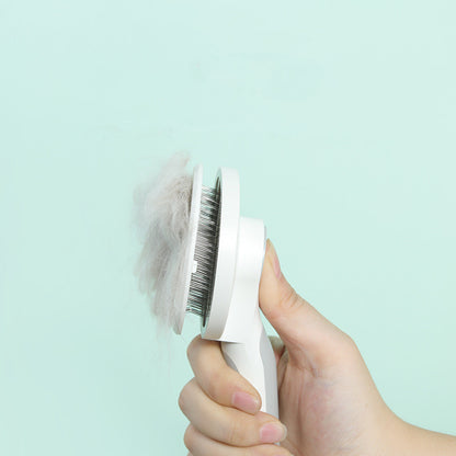 Self-Cleaning Pet Grooming Comb – Round Handle Hair Remover for Dogs & Cats