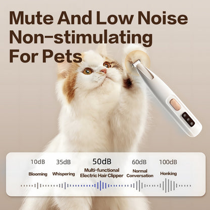 Rechargeable Pet Paw Trimmer – Quiet LED Grooming Clipper for Dogs & Cats