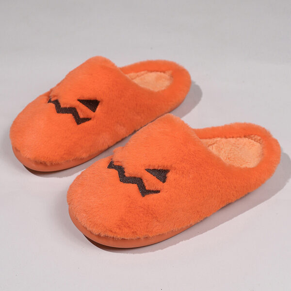 Cute Halloween Pumpkin Slippers Winter Warm Plush Bedroom Floor Home Slippers Casual Slip On Comfortable Cozy Indoor House Shoes - Image 4